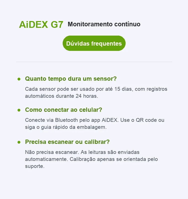 Perguntas frequentes sobre uso do AiDEX G7