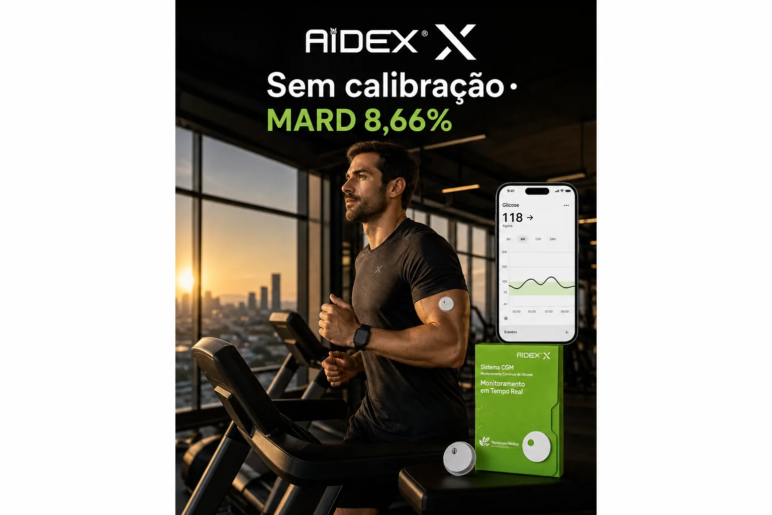 AiDEX G7 — Sem calibração · MARD 8,66%